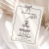 Whimsical Save the date champagnetoren bruiloft