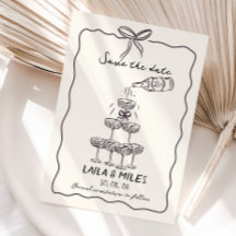 Whimsical Save the date champagnetoren bruiloft