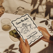 Whimsical Save the date fun retro rocket wedding 