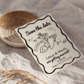 Whimsical Save the date leuk retro raket-huwelijk