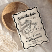 Whimsical Save the date leuk retro raket-huwelijk 