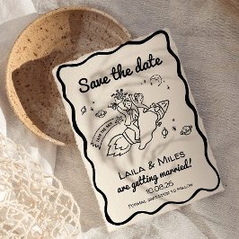Whimsical Save the date leuk retro raket-huwelijk 