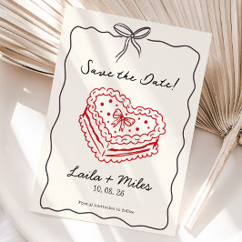 Whimsical Save the date trouwtaart hart kaart