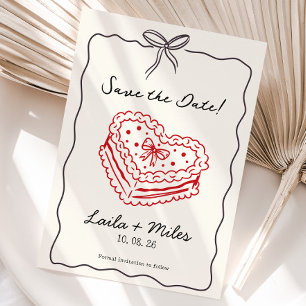 Whimsical Save the date trouwtaart hart kaart