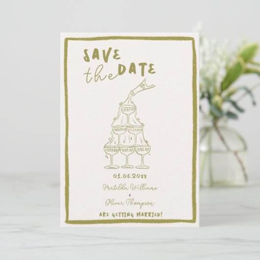 Whimsical Save The Date Uitnodiging (Staand voorkant)