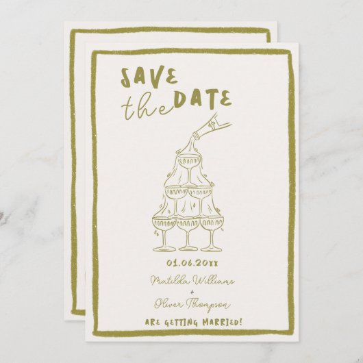Whimsical Save The Date Uitnodiging (Voorkant / Achterkant)