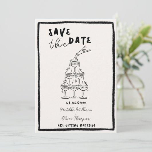 Whimsical Save the Date Uitnodiging (Staand voorkant)