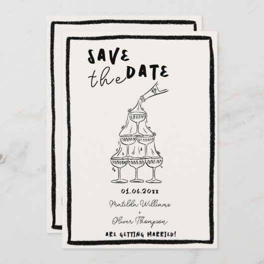 Whimsical Save the Date Uitnodiging (Voorkant / Achterkant)