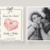 Whimsical Save the date wedding cake heart card 