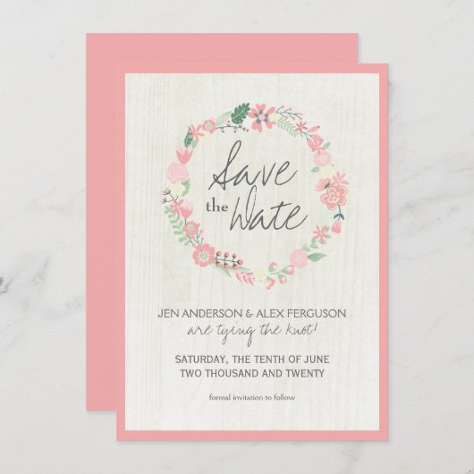 Whimsical Save the Date Wedding Card (Voorkant / Achterkant)