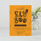 Whimsical Say Boo Halloween Party Kaart (Staand voorkant)