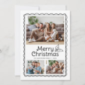 Whimsical Scalloped Doodle Lijst Foto Kerst Feestdagenkaart (Voorkant)