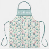 Whimsical Scandi Kerstbomen en Sterren Schort (Voorkant)