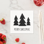 Whimsical Scandi Pine Trees Merry Kerstmis Servet (Insitu)