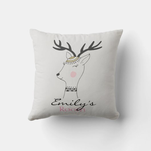 Whimsical Scandinavian Deer Personalized Kussen (Achterkant)