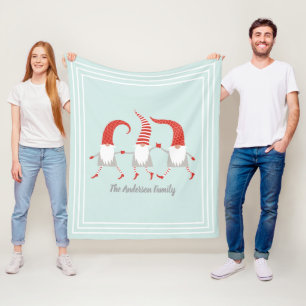 Whimsical Scandinavian Gnomes Vakantie met Naam Fleece Deken