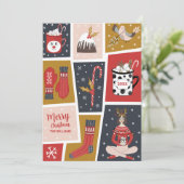 Whimsical Scandinavian Rustic Woodland Niet-foto Feestdagenkaart (Staand voorkant)