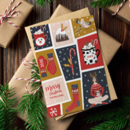 Whimsical Scandinavian Rustic Woodland Niet-foto Feestdagenkaart