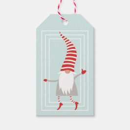 Whimsical Scandinavisch Kerstmis Gnome Cadeaulabel