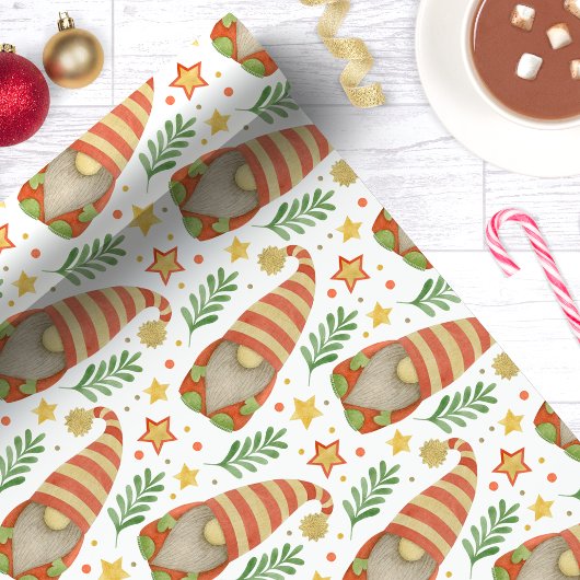 Whimsical Scandinavische kabouters Kerstmis Cadeaupapier