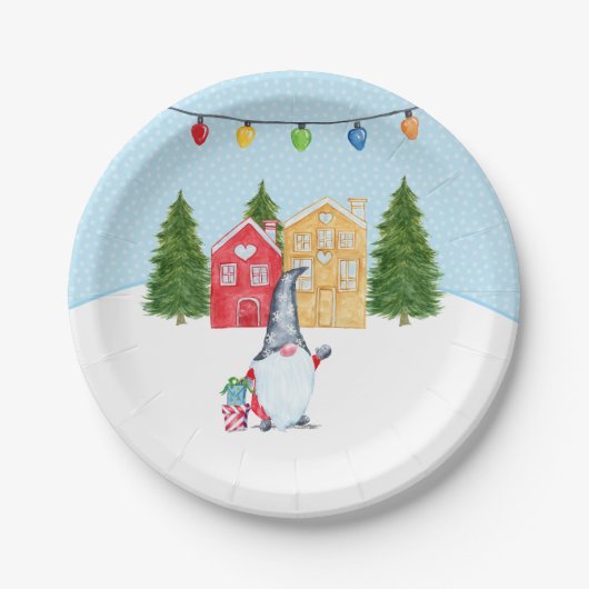 Whimsical Scandinavische kerst Papieren Bordje (Voorkant)