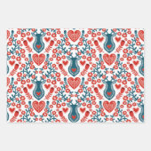 Whimsical Scandinavische kerstvogels Inpakpapier Vel (Voorkant 3)