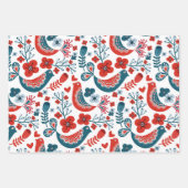 Whimsical Scandinavische kerstvogels Inpakpapier Vel (Voorkant)