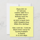 WHIMSICAL SCARECROW Corn Maze PARTITY INVITATION Kaart (Achterkant)