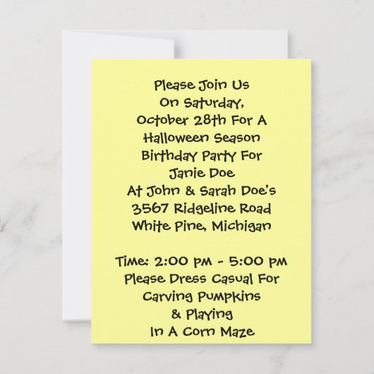 WHIMSICAL SCARECROW Corn Maze PARTITY INVITATION Kaart (Achterkant)