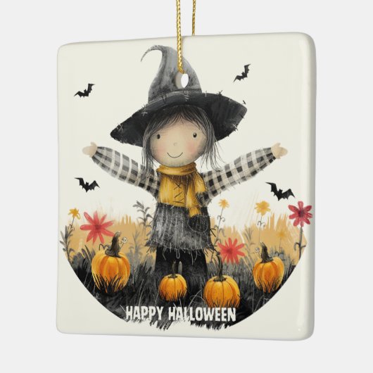 Whimsical Scarecrow Halloween Keramisch Ornament (Links)