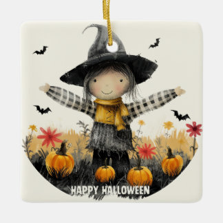Whimsical Scarecrow Halloween Keramisch Ornament