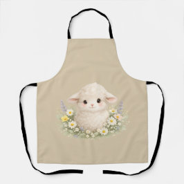Whimsical Schaap en Wilde Bloemen voor een Charman Schort