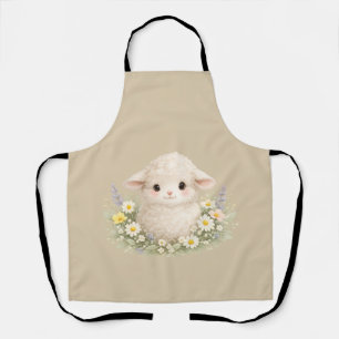 Whimsical Schaap en Wilde Bloemen voor een Charman Schort
