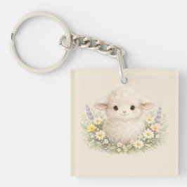 Whimsical Schaap en Wilde Bloemen voor een Charman Sleutelhanger