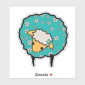 Whimsical Schaap met blauwe fleece en bloemenprint Sticker (Vel)