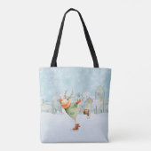 Whimsical Schaatsen Herten Winter Vakantie Tote Bag (Achterkant)