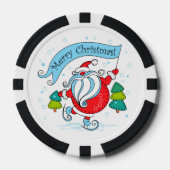 Whimsical Schaatsen Sinterklaas Vrolijk Kerstfeest Poker Chips (Voorkant)