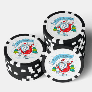 Whimsical Schaatsen Sinterklaas Vrolijk Kerstfeest Poker Chips