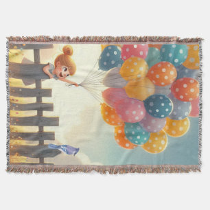 Whimsical/schattig ballon meisje kunst deken