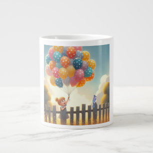 Whimsical/schattig ballon meisje kunst grote koffiekop