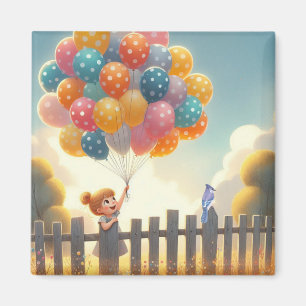 Whimsical/schattig ballon meisje kunst magneet