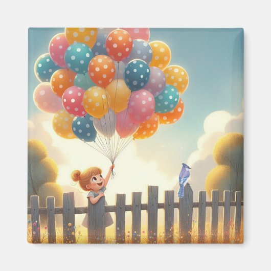 Whimsical/schattig ballon meisje kunst magneet (Voorkant)
