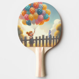 Whimsical/schattig ballon meisje kunst tafeltennisbatje