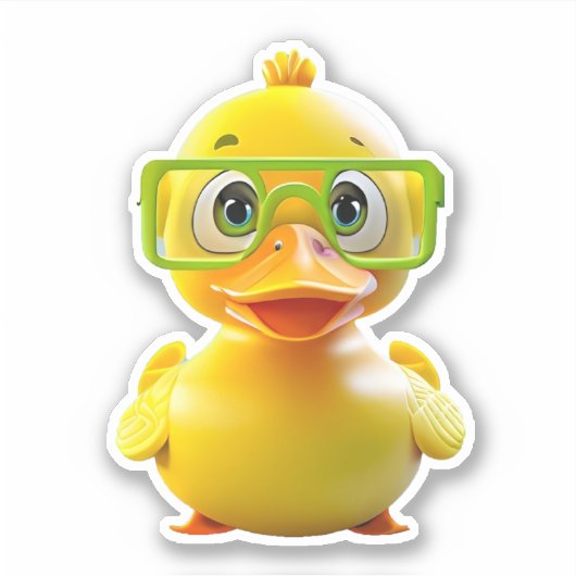 Whimsical schattig geel rubber eend decal sticker (Voorkant)