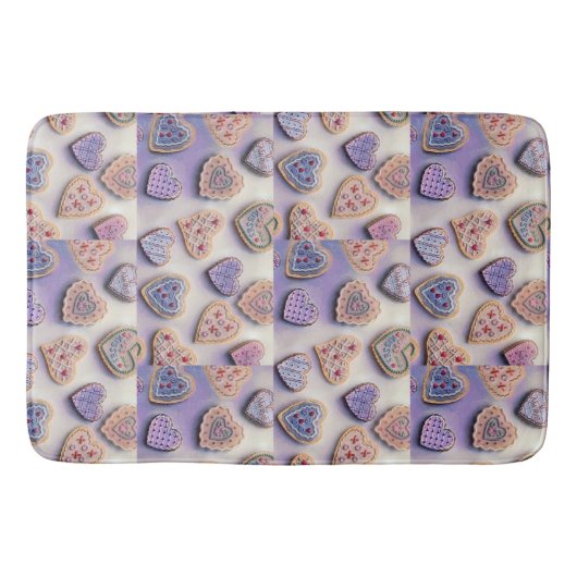 Whimsical schattig kleurrijke koekjes harten water badmat (Voorkant)