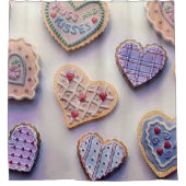 Whimsical schattig kleurrijke koekjes harten water douchegordijn (Voorkant)
