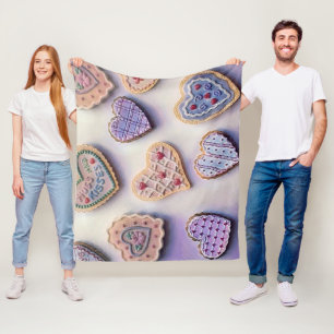 Whimsical schattig kleurrijke koekjes harten water fleece deken