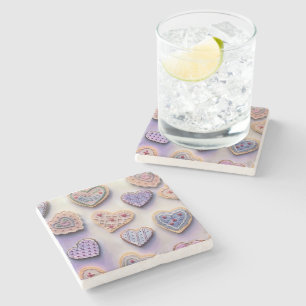 Whimsical schattig kleurrijke koekjes harten water stenen onderzetter