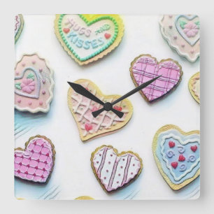 Whimsical schattig maakt kleurrijke tekening vierkante klok