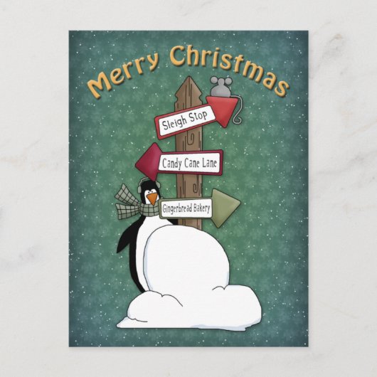 Whimsical, schattig pinguïn ontwerp briefkaart (Voorkant)